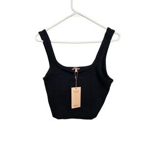 Eberjey Recycled Boucle Sweater Tank Top Sleeveless Black Cozy Size S NWT